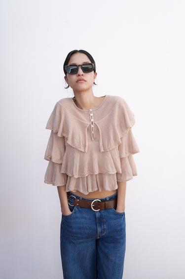 RUFFLED KNIT TOP - Pink by Zara - Image 0
