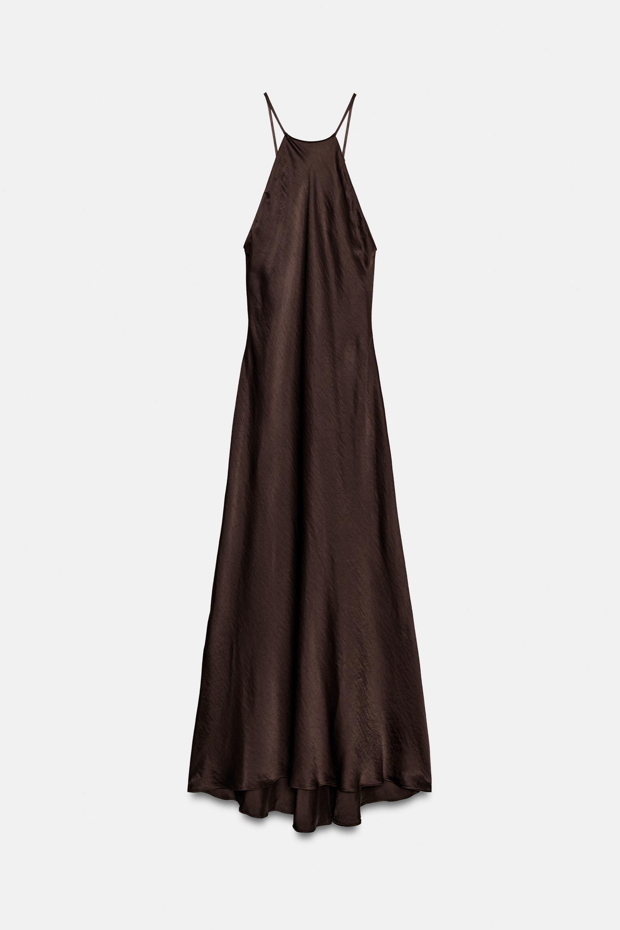 ZW COLLECTION SATIN EFFECT HALTER DRESS - Pink | ZARA United States ZW COLLECTION SATIN EFFECT HALTER DRESS - Pink | ZARA United States