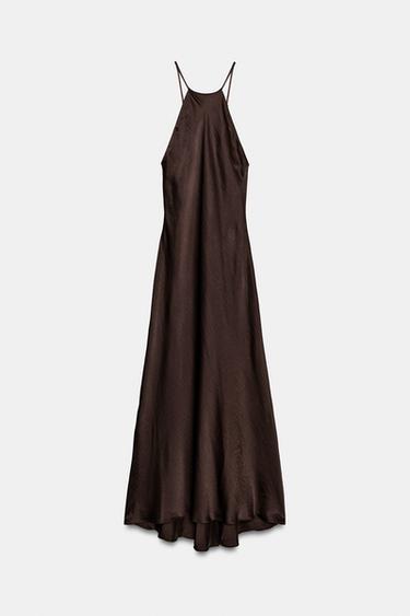 ZW COLLECTION SATIN HALTER DRESS - Brown by Zara - Image 6