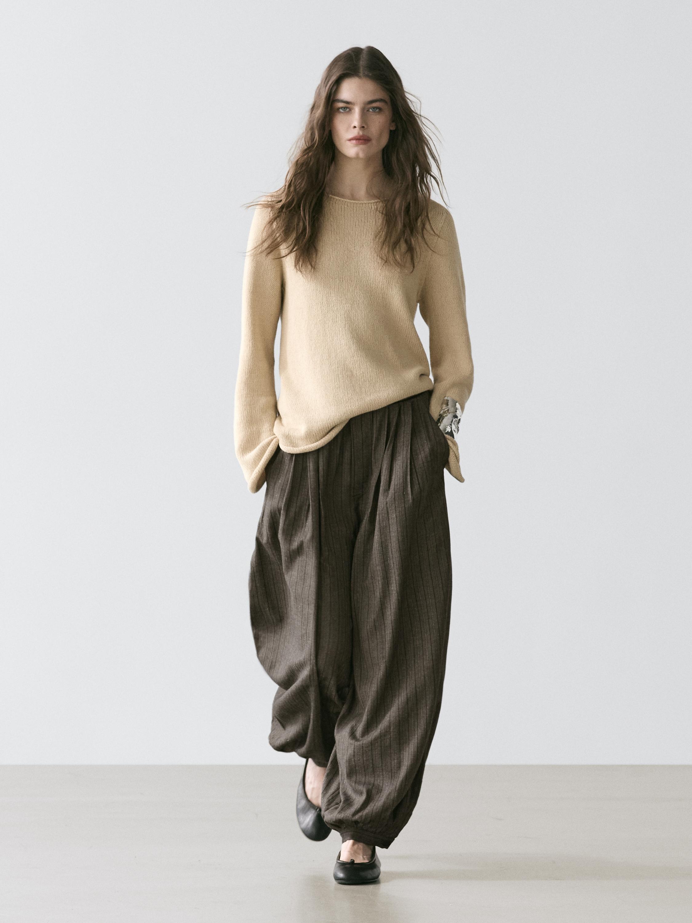 Striped flowing balloon pants