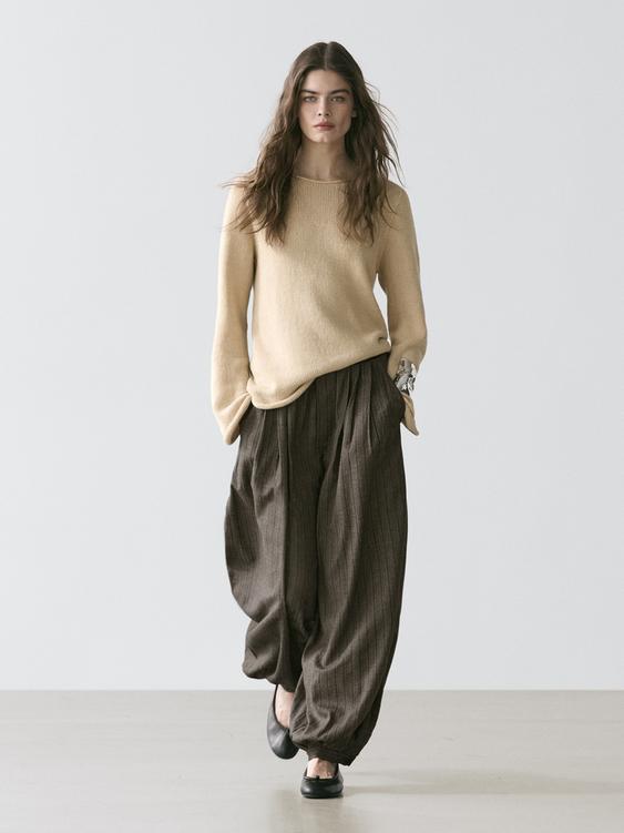 Striped flowing balloon pants