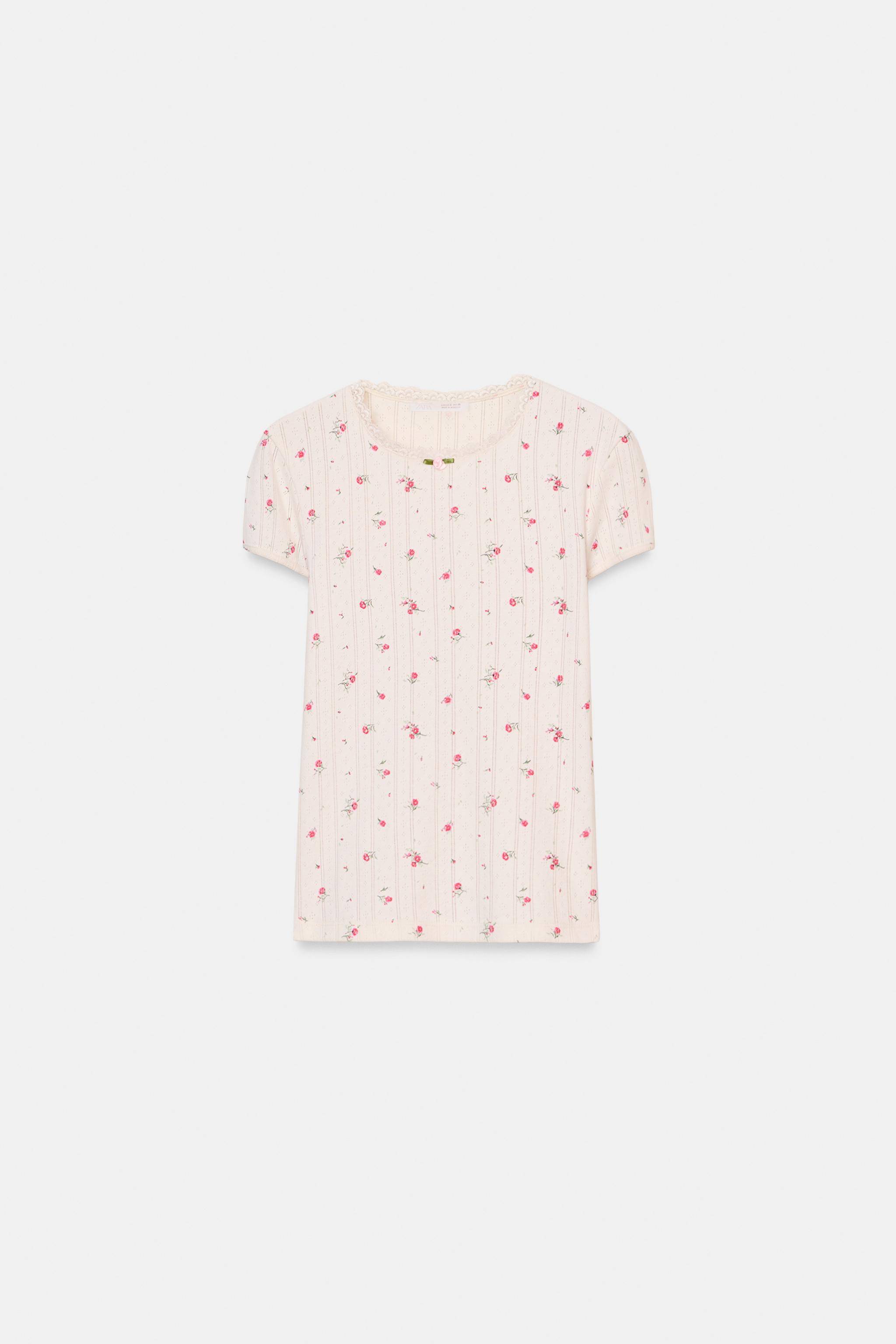 POINTELLE FLORAL T-SHIRT