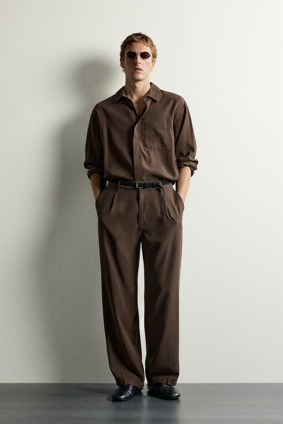 RELAXED FIT FLUID SHIRT - Brown by Zara - Image 0