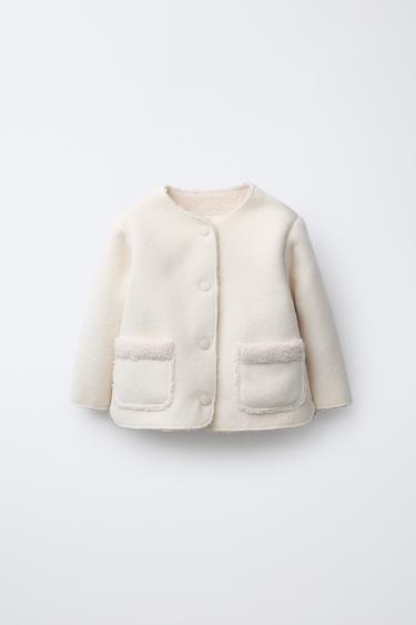 REVERSIBLE FAUX SHEARLING JACKET - Ecru by Zara - Image 0