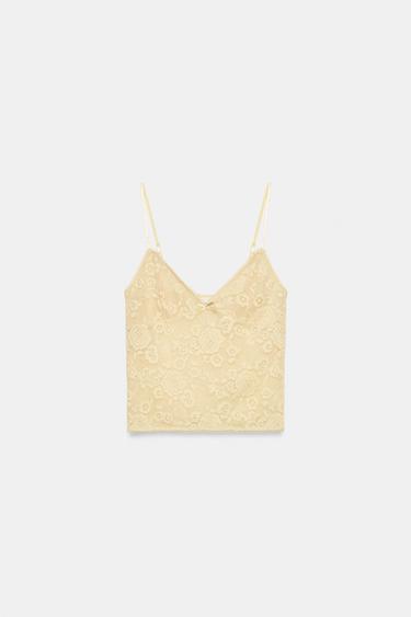 TOP À BRETELLES EN DENTELLE - Vanille de Zara - Image 4