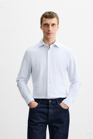 REGULAR FIT SHIRT - White / Navy by Zara