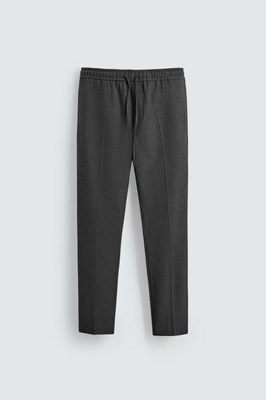 COMFORT FIT JOGGER WAIST TROUSERS - FROSTED GRAY by Zara