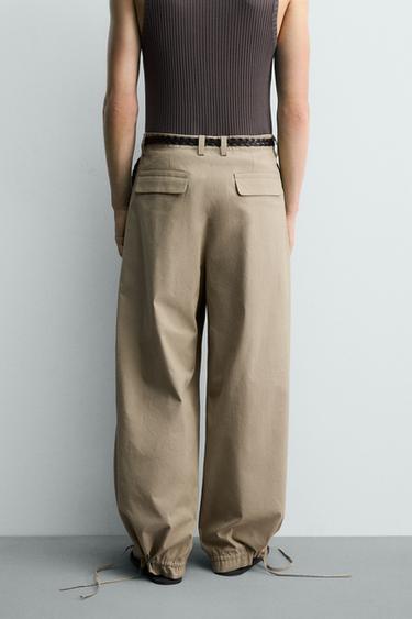 BALLOON FIT PLEATED TROUSERS - camel by Zara - Image 2