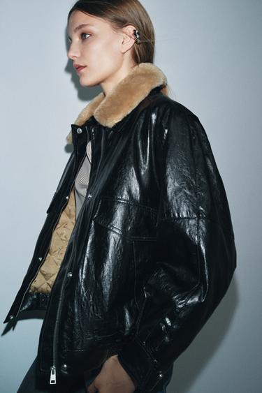 CAÇADORA COLL EFECTE PÈL ZW COLLECTION - Negre de Zara