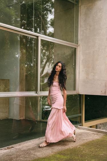 JUPE EN MAILLE EN MATIÈRES VARIÉES - Rose de Zara - Image 2