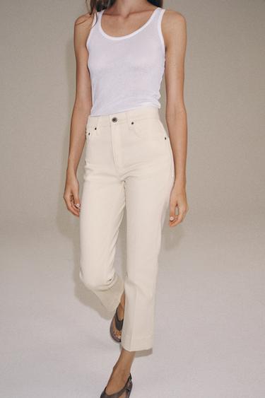 JEANS ZW COLLECTION BOOTCUT MITTELHOHER BUND - Cremefarben von Zara