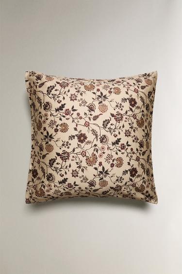 FLORAL PRINT SATEEN PILLOWCASE - Beige by Zara - Image 1
