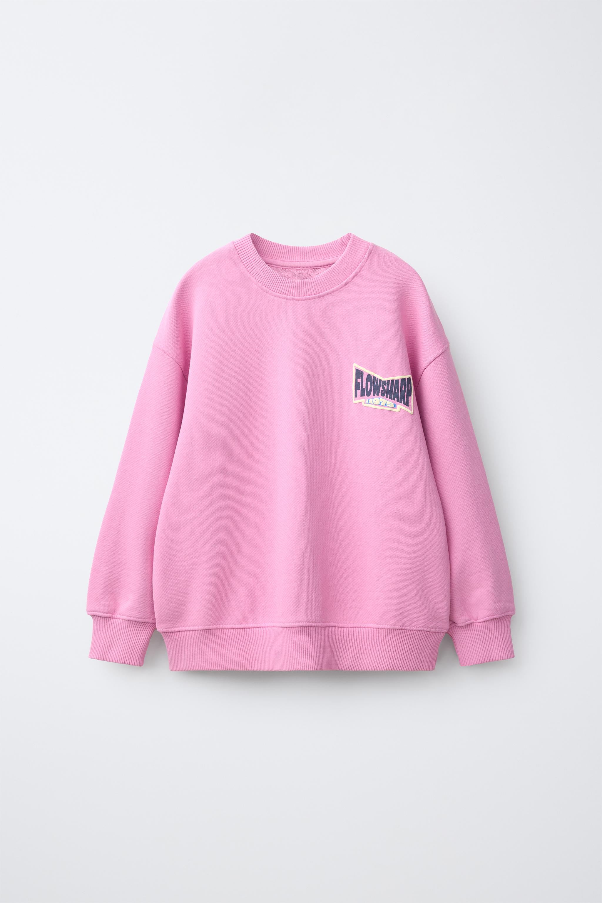 RAISED TEXT SWEATSHIRT — Pink / White