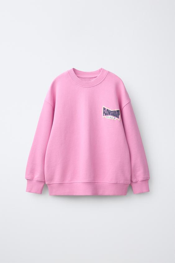 RAISED SLOGAN SWEATSHIRT - Pink / White by Zara - Image 0