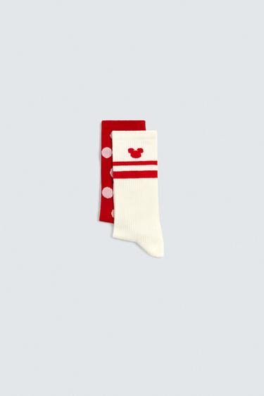 Zara HARRY LAMBERT FOR ZARA X DISNEY TWO-PACK OF COMBINED LONG SOCKS - Red