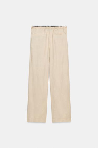 ZW COLLECTION JACQUARD PYJAMA-STYLE TROUSERS - Ecru by Zara - Image 5