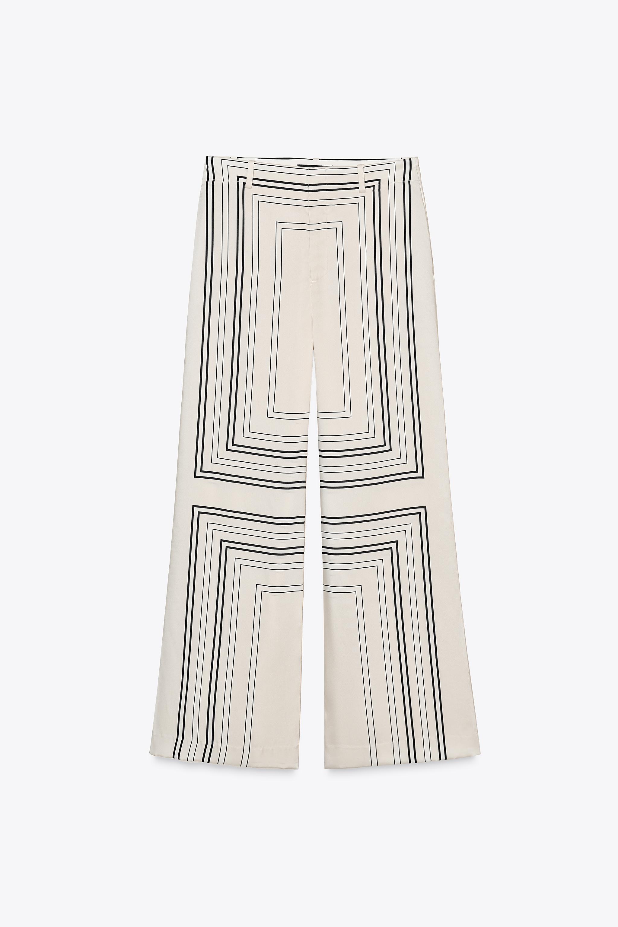 ZW COLLECTION PRINTED PANTS - Ecru | ZARA United States
