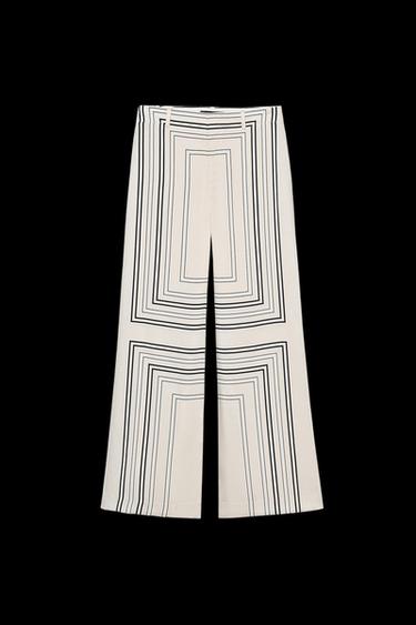 Zara ZW COLLECTION PRINTED PANTS - Ecru - Image 0