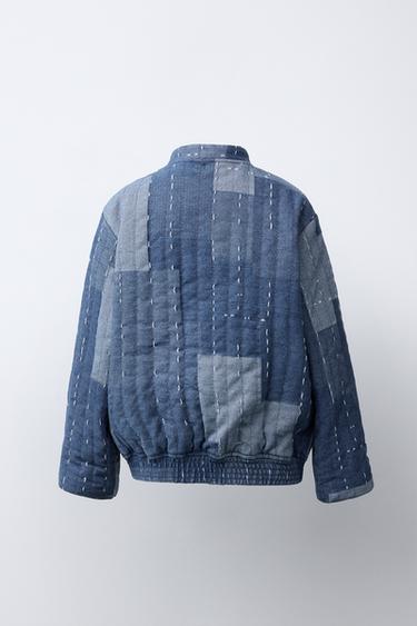 PATCHWORK BOMBER JACKET - Blue / Indigo by Zara - Image 3