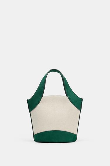 COMBINED CANVAS CROSSBODY BAG - Green by Zara - Image 0