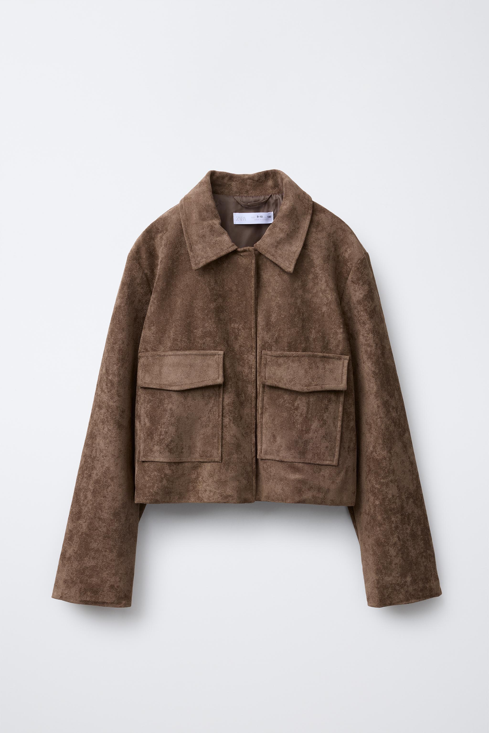 ★ZARA★ FAUX SUEDE CAPE SUEDE LEATHER JACKET ZW COLLECTION LIMITED EDITION - Brown