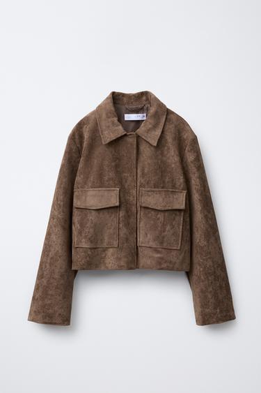 CHAQUETA EFECTO ANTE - Marrón chocolate de Zara - Imagen 0