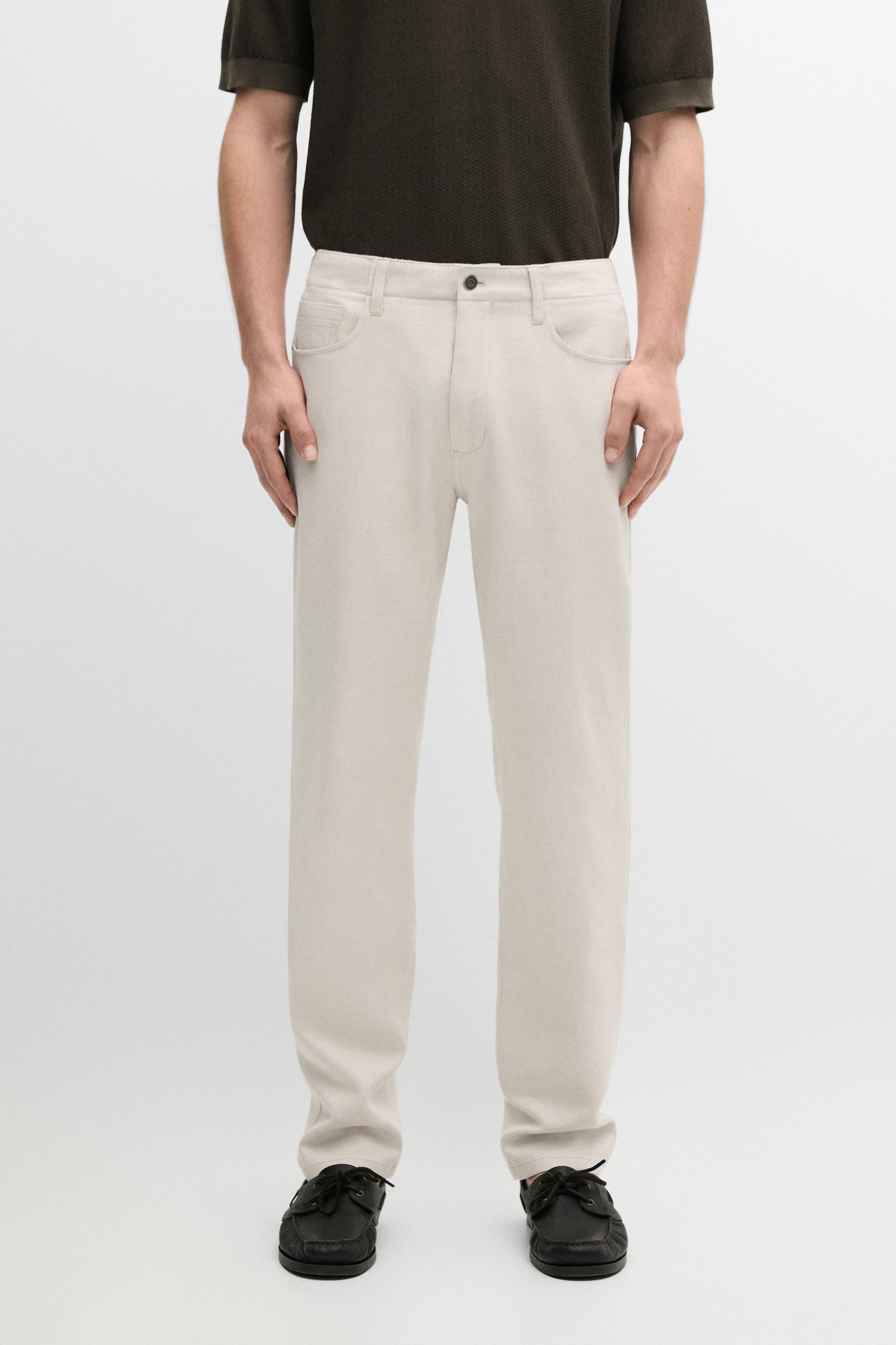 Cotton and linen tapered fit jeans