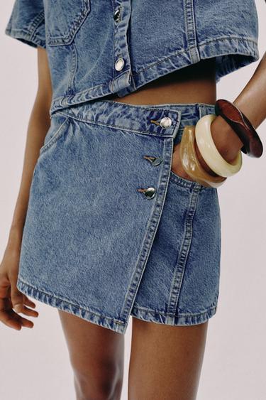 Z1975 WRAP DENIM SKORT - Mid-blue by Zara