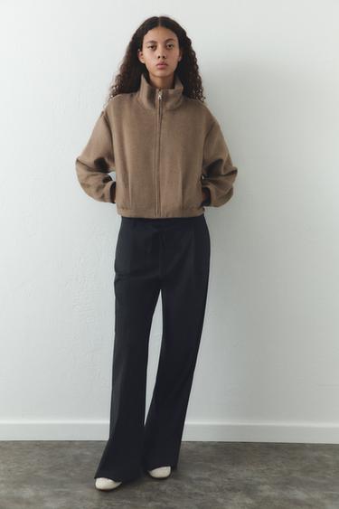 CAZADORA EFECTO SUAVE CREMALLERA - Visón de Zara - Imagen 0