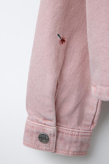 EMBROIDERED FLORAL TWILL OVERSHIRT - Mid-pink by Zara - Image 3