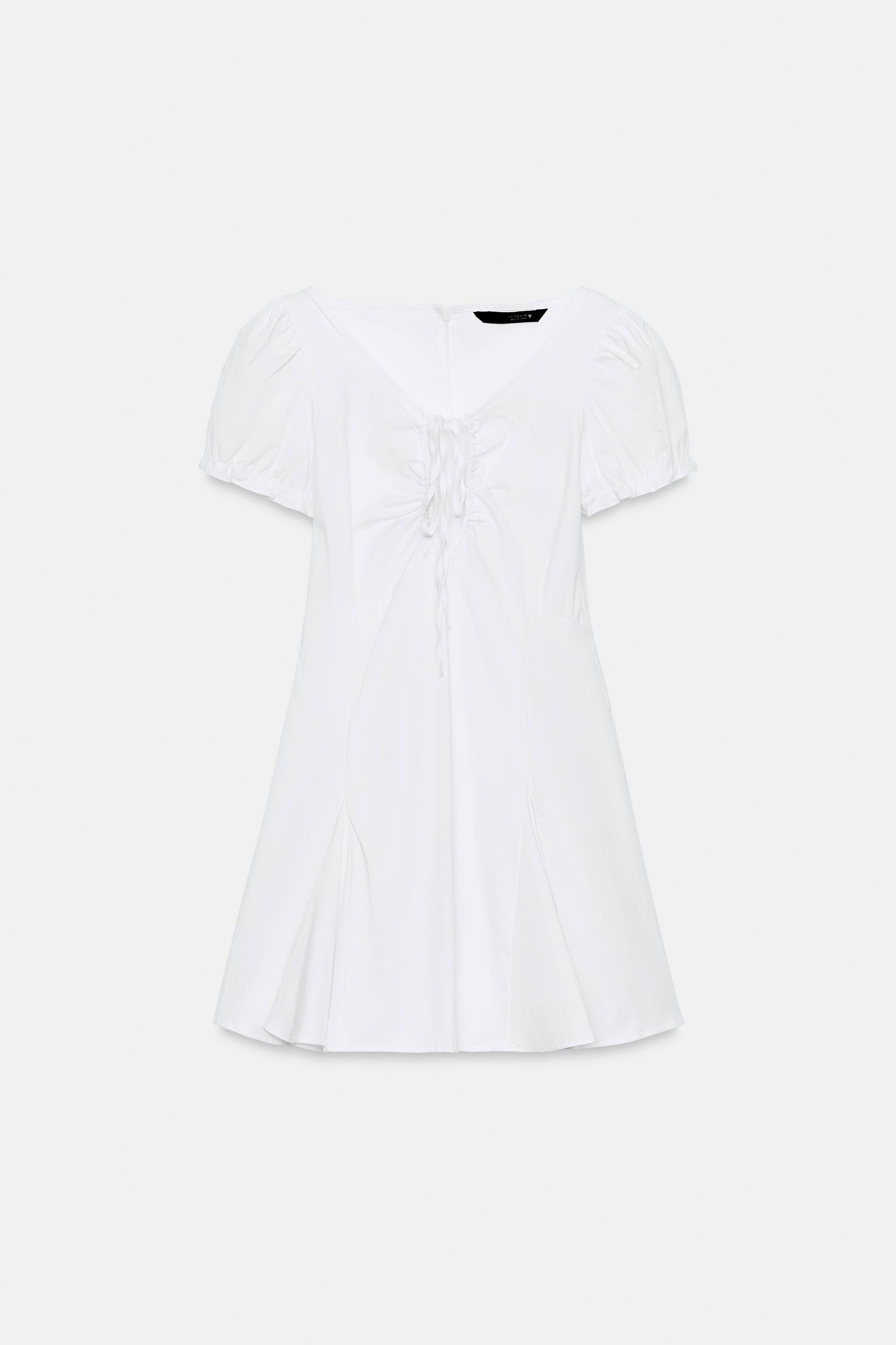 ROBE COURTE EN POPELINE À OUVERTURE