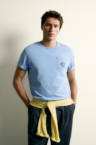COMBINED RELAXED FIT T-SHIRT - Light blue by Zara