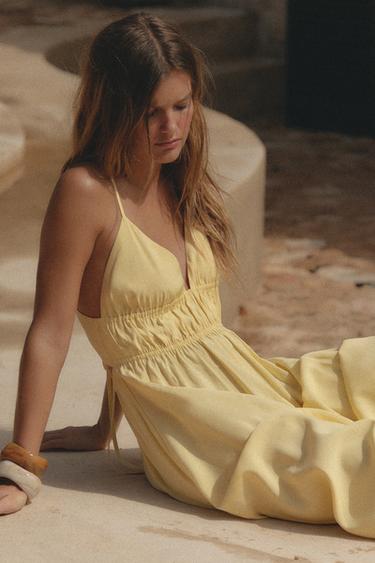 FLOWING MIDI DRESS - Yellow by Zara - Image 5
