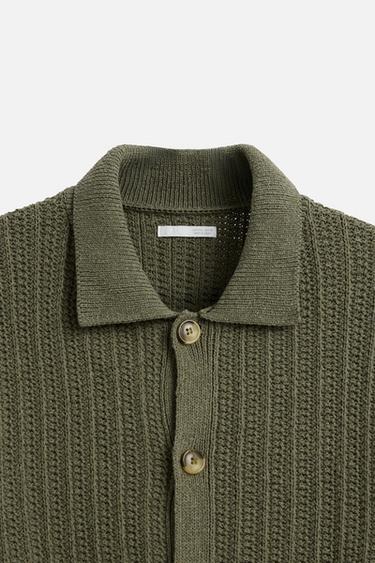CHEMISE EN MAILLE STRUCTURÉE - Kaki de Zara - Image 9