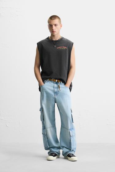 COMBINATION PRINT TANK T-SHIRT - Black by Zara - Image 0