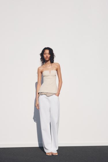 STRAPLESS TOP - Beige by Zara