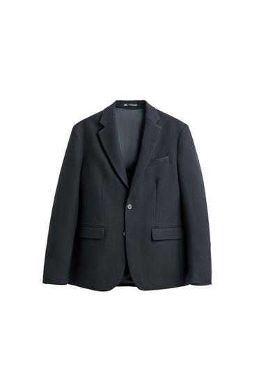 TEXTURED WOOL BLEND BLAZER