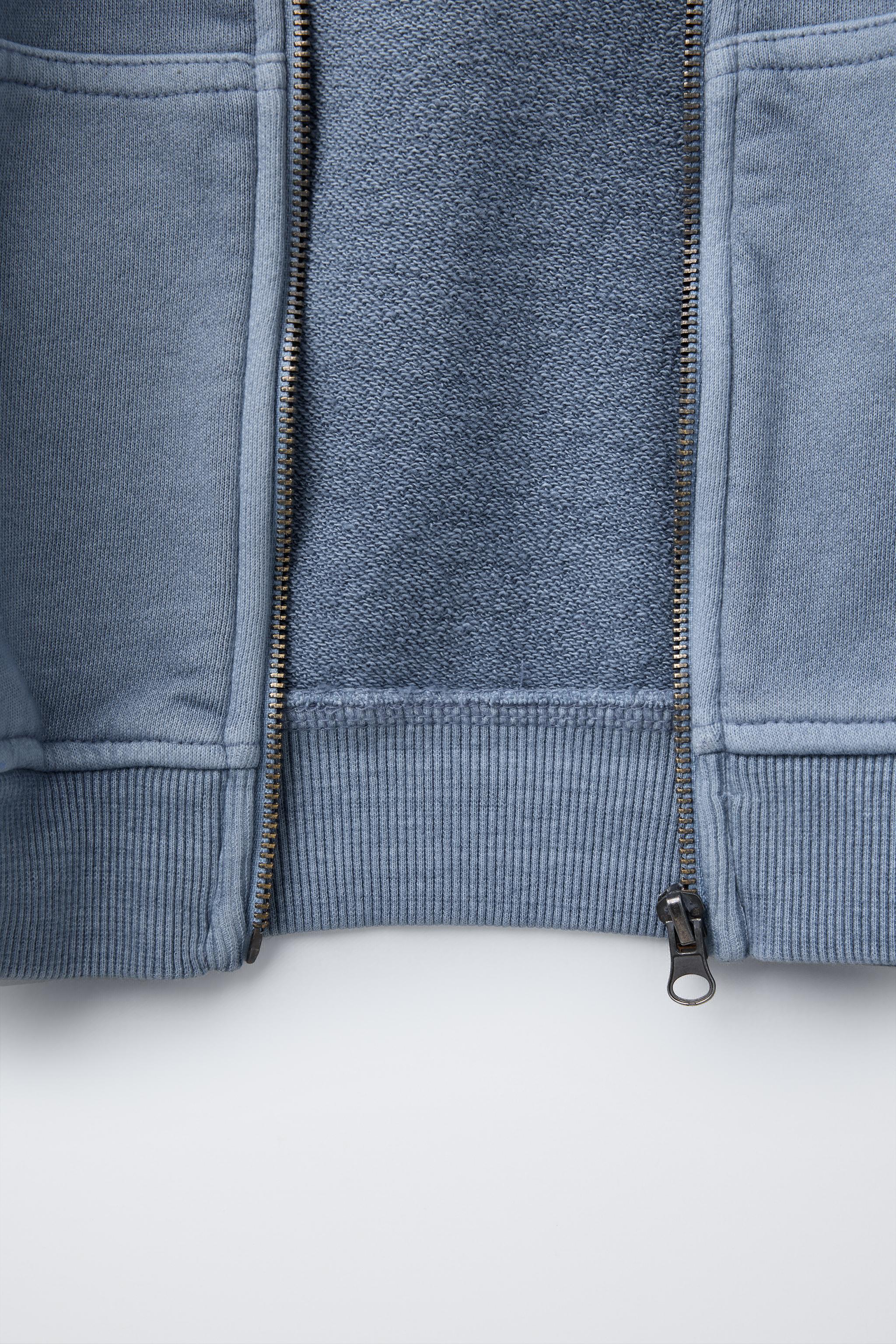WASHED HOODIE SWEATSHIRT - Blue | ZARA United States WASHED HOODIE SWEATSHIRT - Blue | ZARA United States