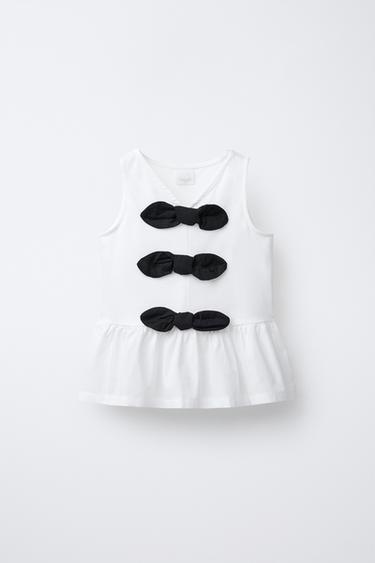 CONTRAST T-SHIRT WITH BOWS - White by Zara