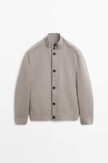 Blouson col montant en tissu double mélange de laine - Vison de Zara