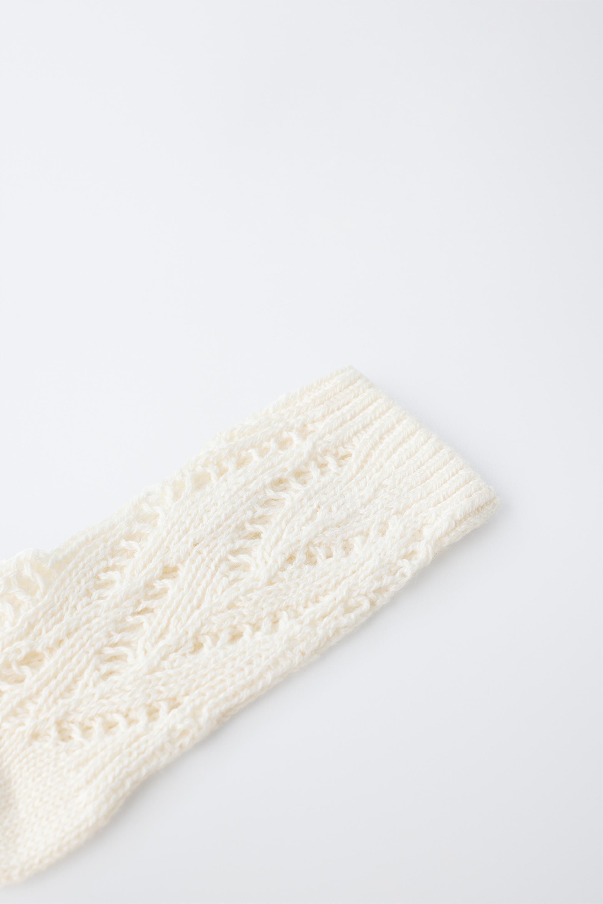 CHAUSSETTES MI-HAUTES AJOURÉES EN COTON ET SOIE