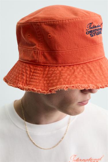 COTTON BUCKET HAT - Orange by Zara - Image 1