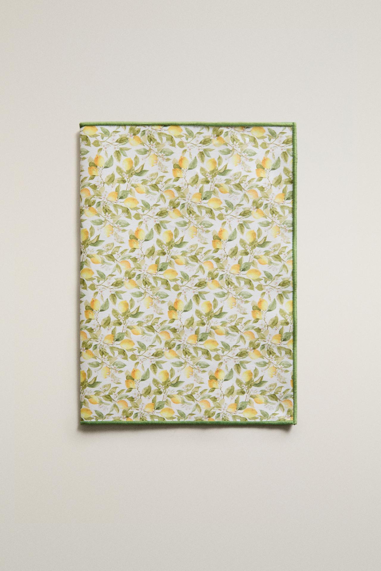 LEMON RESIN-COATED COTTON PLACEMAT — Greenish