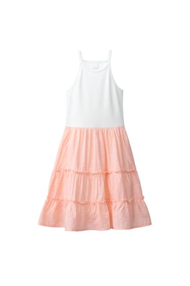 Zara RUFFLED RIBBED DRESS - Light orange