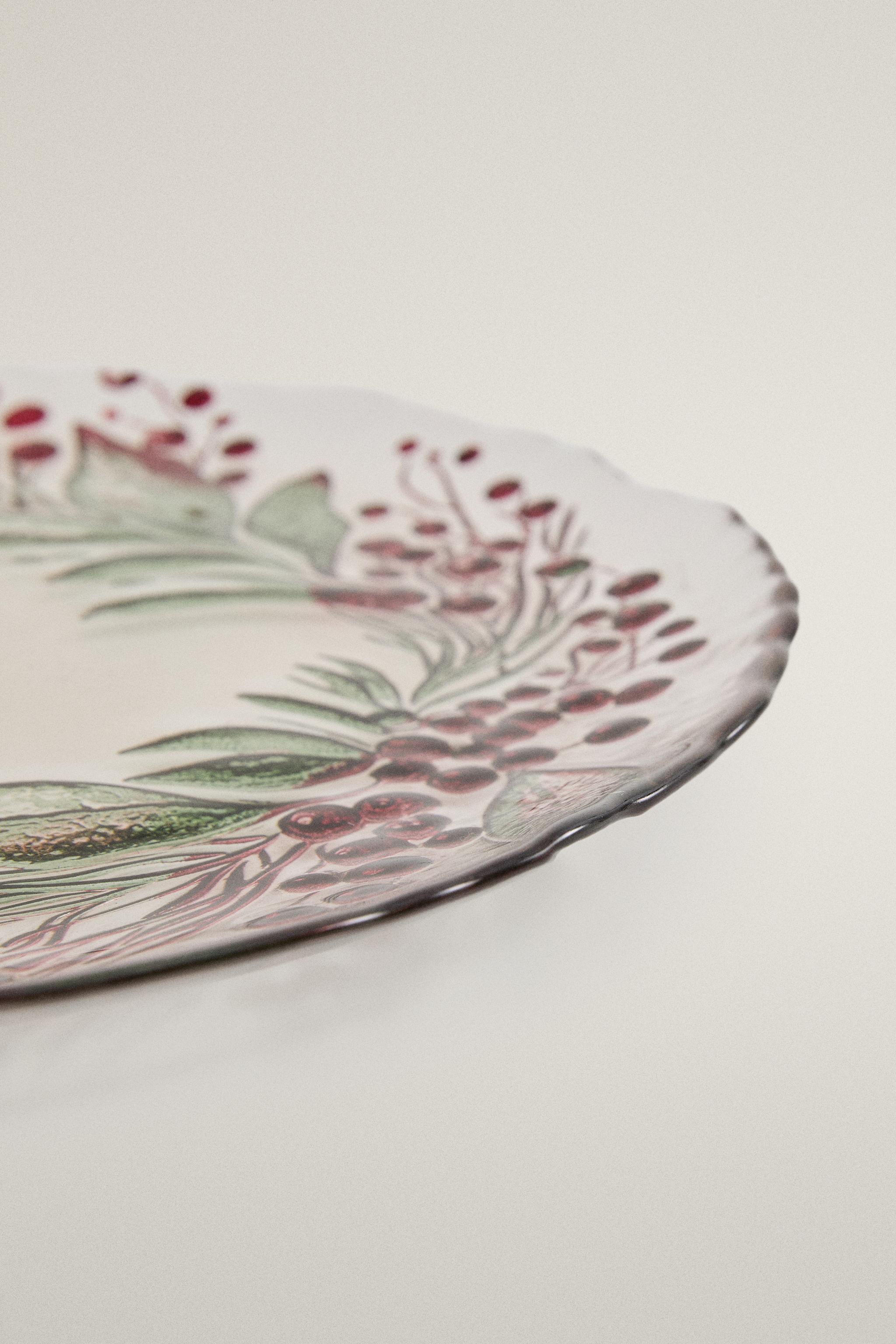 CHRISTMAS GARLAND GLASS SERVICE PLATE