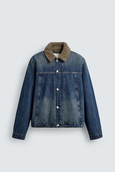 Zara DOUBLE-FACED DENIM JACKET - Mid-blue