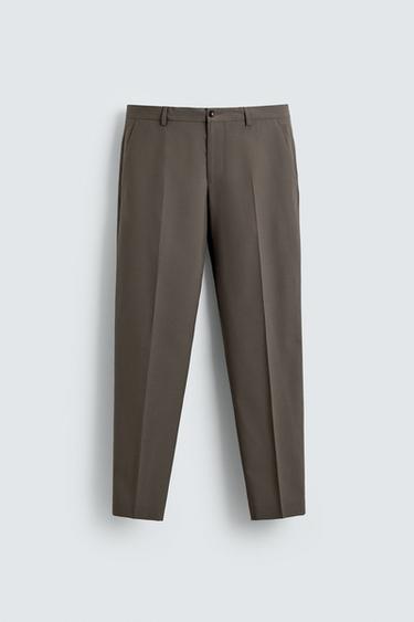 Zara SLIM FIT SUIT PANTS - Taupe gray