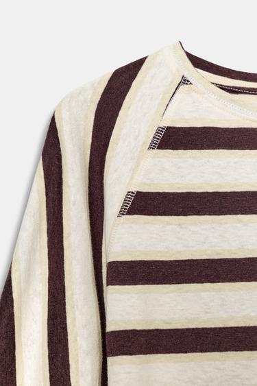 T-SHIRT À RAYURES COTON ET LIN - rayures de Zara - Image 7