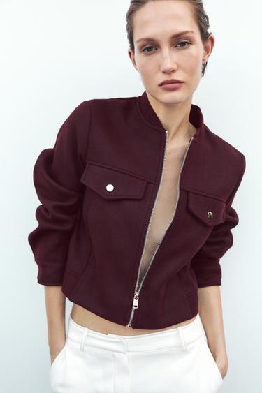 VESTE COURTE DOUCE AU TOUCHER - Bordeaux de Zara - Image 3