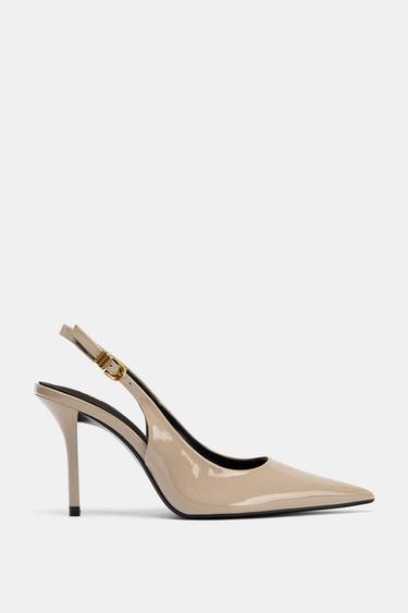 ZAPATO DE TACÓN DESTALONADO - Gris Topo de Zara